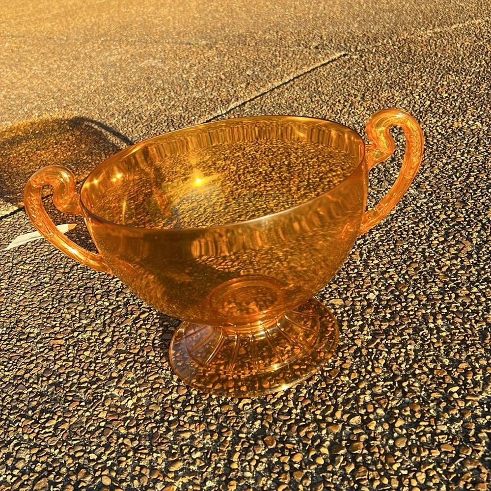 Target Amber Two-Handled Glass Pedestal Bowl